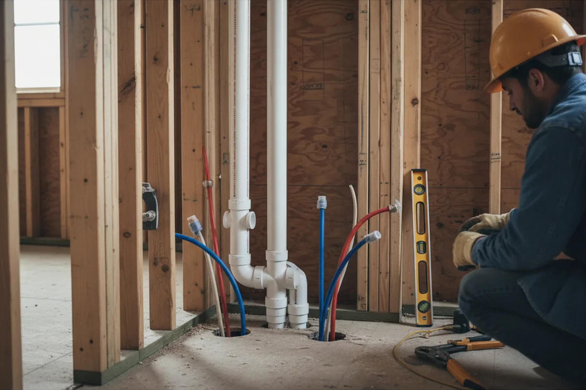 Drain and supply rough-in during Toilet Repair and Installation in Villa Park